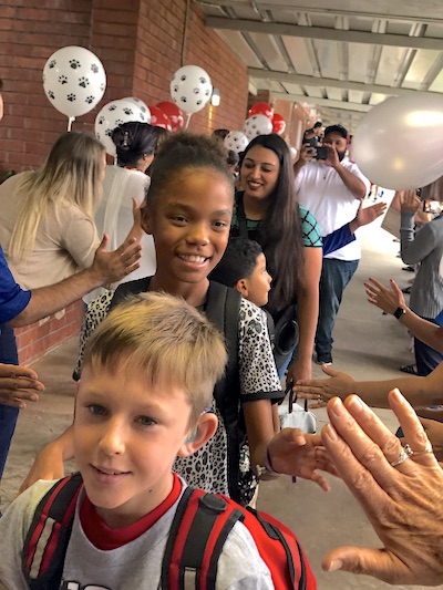 Celebrating Students in the Hallway